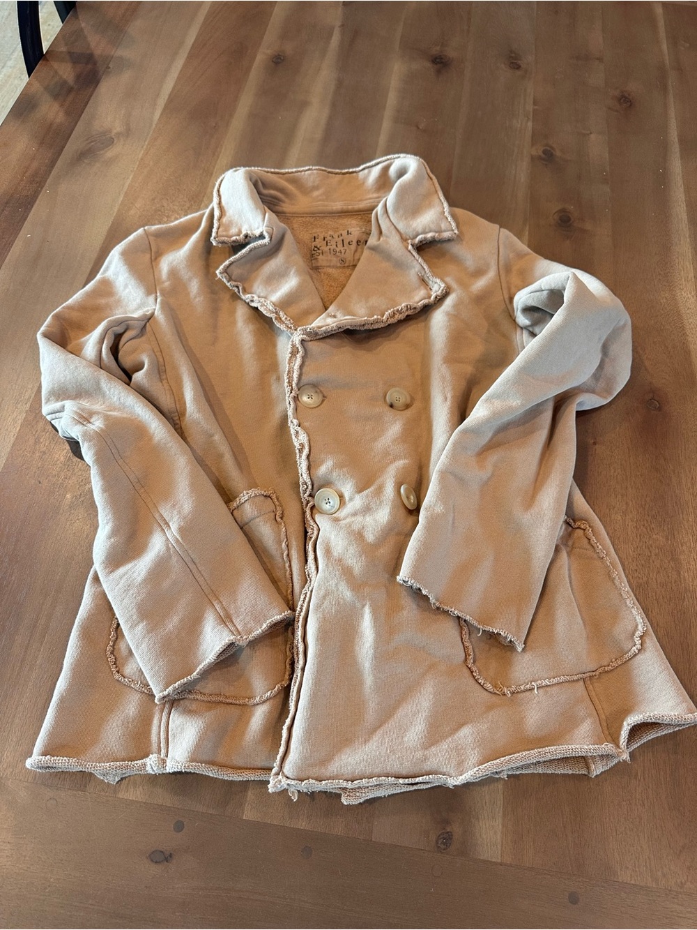 Frank & Eileen Beige Double-Breasted Blazer Jacket